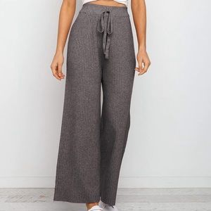 Rib Knit Wide Leg Pants